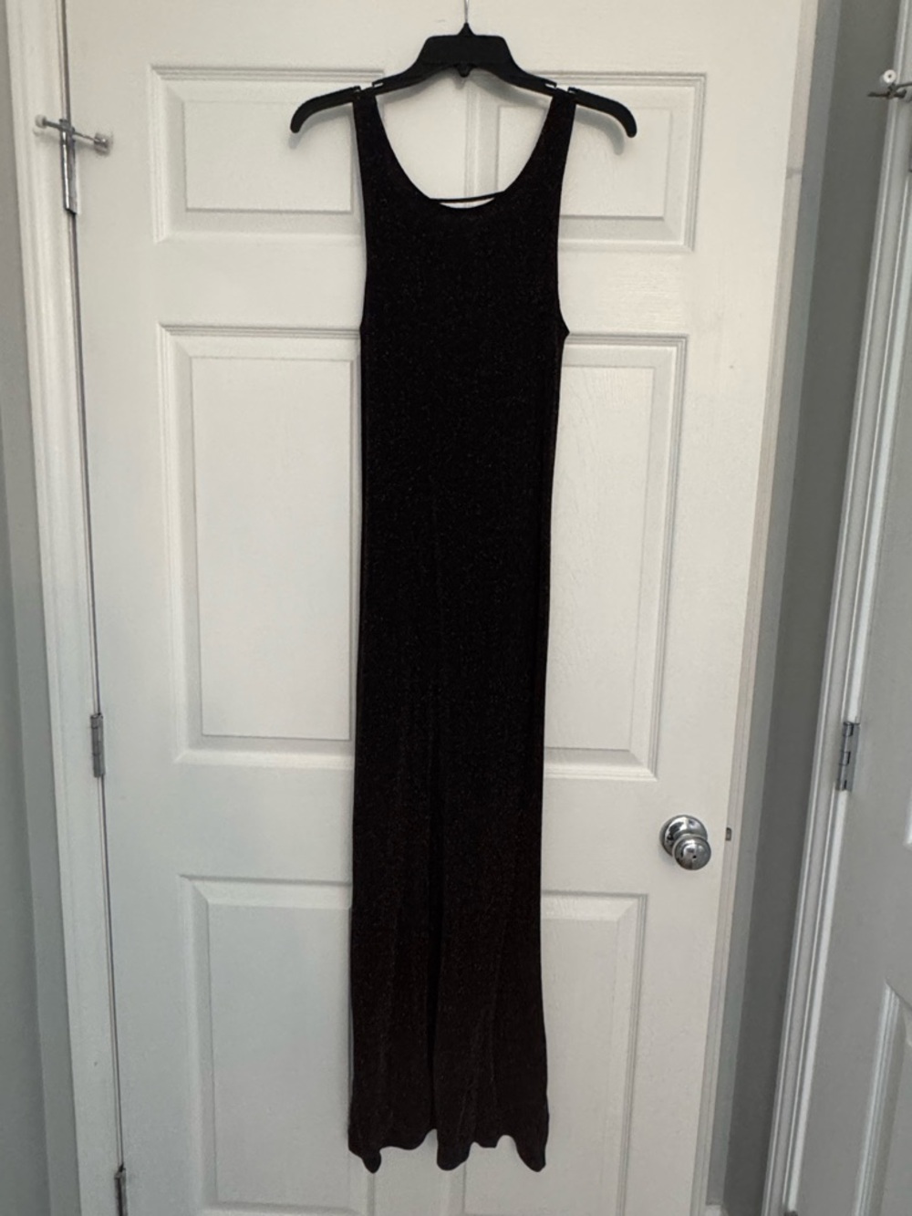 Sleeveless Black Maxi Dress with Subtle Shine